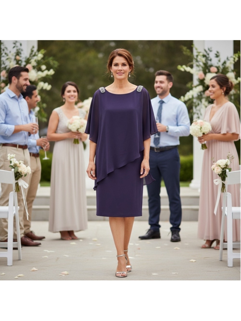 Scarlett Eggplant Chiffon Dress with rhinestones Size 10 NWT